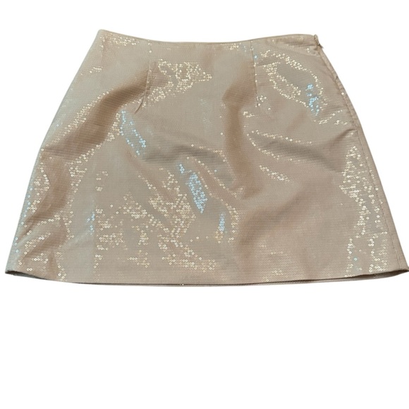 Sequin Mini A-Line Skirt Cream Women's Size 6 - Picture 4 of 8